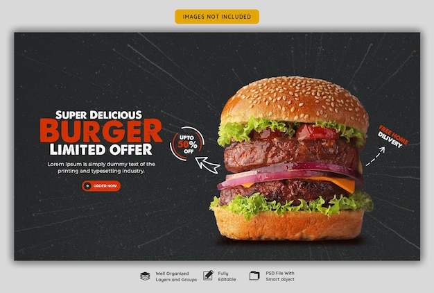 Pyszne Burger I Jedzenie Menu Szablon Transparent Sieci Web