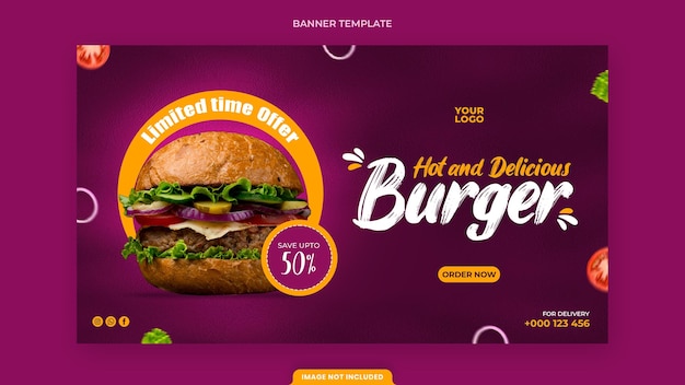 Pyszne Burger I Jedzenie Menu Szablon Transparent Sieci Web