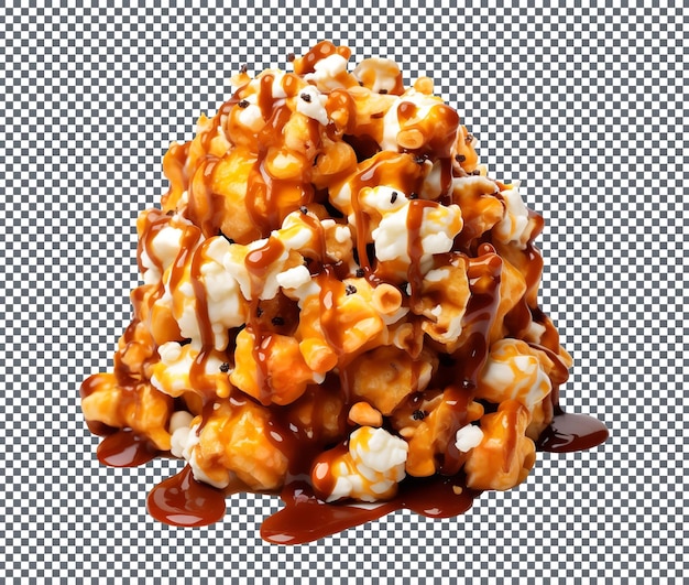 PSD pyszne karmelowe popcorn z izolowanym przezroczystym tłem