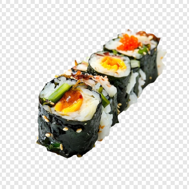 Pyszne Kimbap Sushi Rolls Rośliny morskie Ryż Jajka i owoce morza