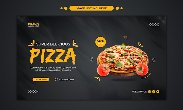 Pyszne menu pizzy promocyjny baner internetowy lub szablon banera mediów społecznościowych