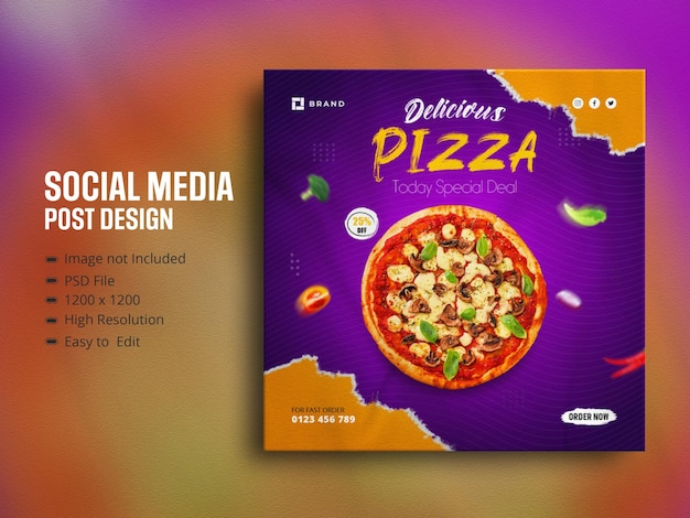 Pyszne Menu Z Pizzą, Promocja W Mediach Społecznościowych I Projekt Postu Na Instagram