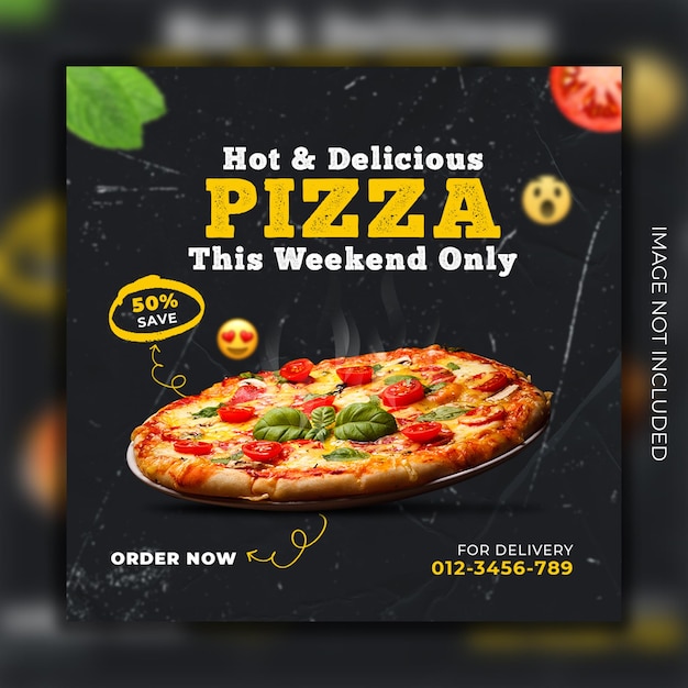 Pyszne pizzy w mediach społecznościowych i szablonie postów na baner internetowy