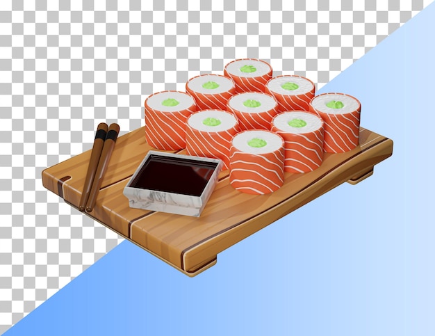 PSD pyszne sushi 3d ikona. renderowanie psd 3d