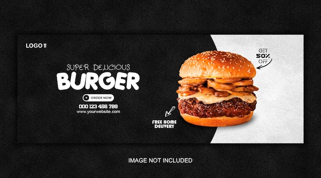 Pyszny burger i jedzenie szablon okładki facebook