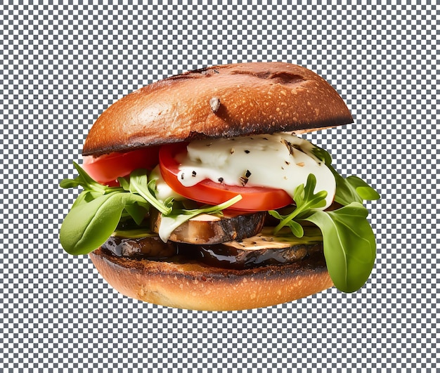 Pyszny Caprese Portobello Grzyb Burger Izolowany Na Przezroczystym Tle