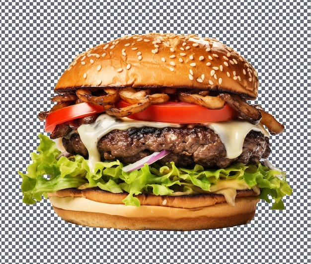 Pyszny hamburger szwajcarski na przezroczystym tle