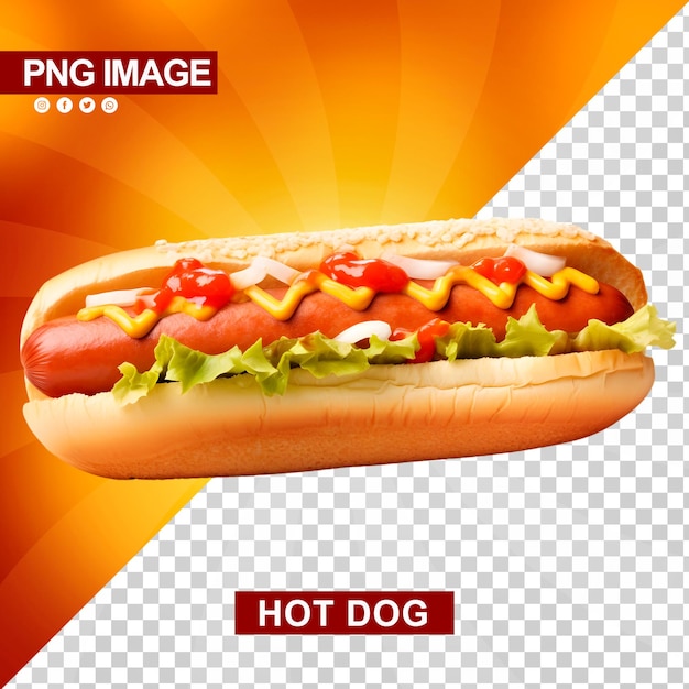 PSD pyszny hotdog z ketchupem i musztardą