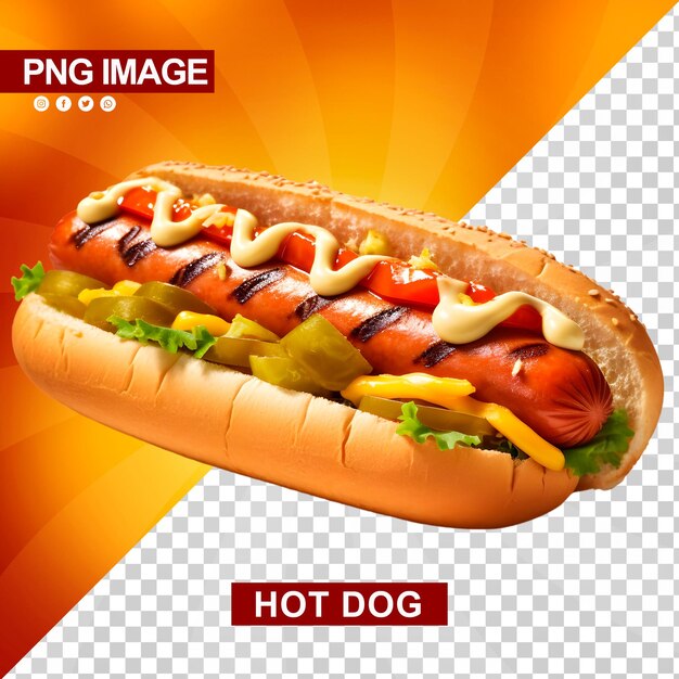 PSD pyszny hotdog z ketchupem i musztardą