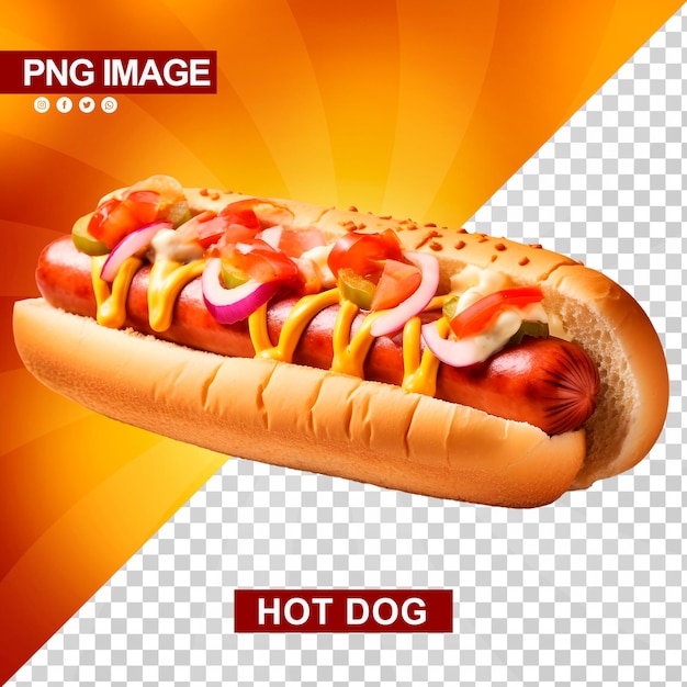 PSD pyszny hotdog z ketchupem i musztardą