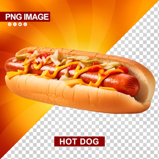 PSD pyszny hotdog z ketchupem i musztardą