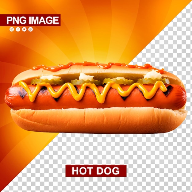 PSD pyszny hotdog z ketchupem i musztardą