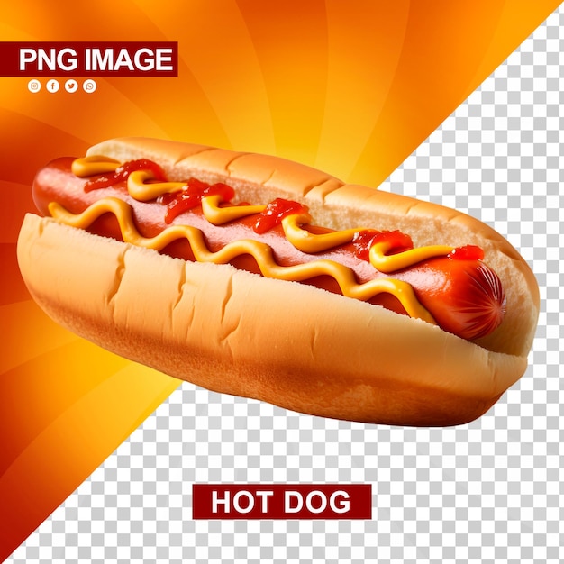 PSD pyszny hotdog z ketchupem i musztardą