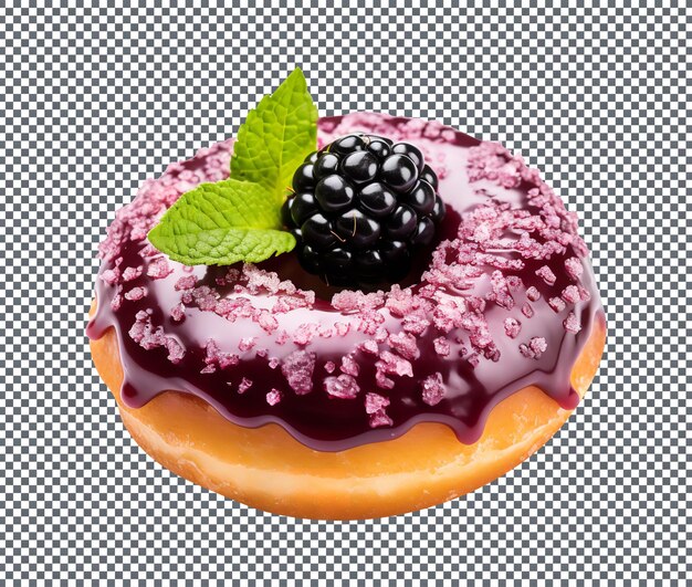 PSD pyszny i smaczny blackberry lime donut izolowany na przezroczystym tle