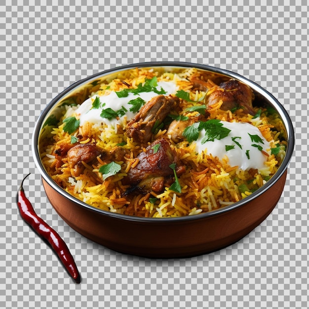 Pyszny Kurczak Biryani Z Plasterkami Warzyw Na Przezroczystym Tle