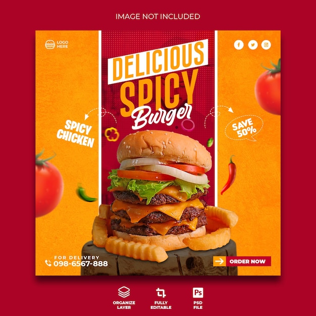 Pyszny Pikantny Burger Projekt Postu Na Instagram