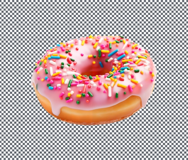Pyszny sprinkle donut z glazurą donut izolowany na przezroczystym tle