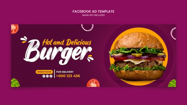 Pyszny szablon facebook restauracji z burgerami