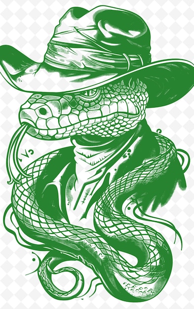 PSD python con un fedora e un'espressione misteriosa poster desi animals sketch art vector collections