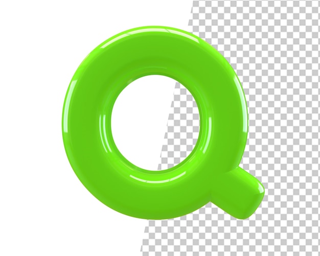 Q letter green text 3d render