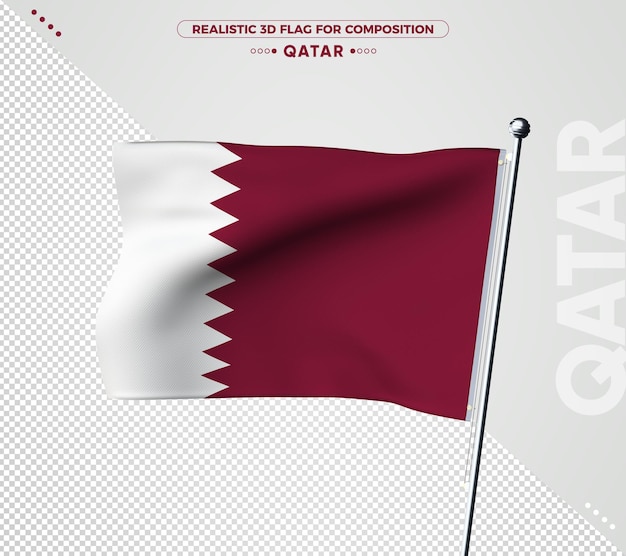 Qatar 3d flag with realistic texture