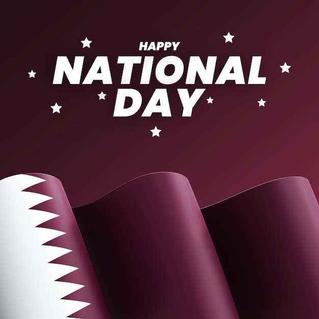 PSD qatar flag design national independence day banner editable text and background