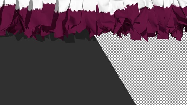 Qatar flag different shapes of cloth stripes hanging from top 3d rendering