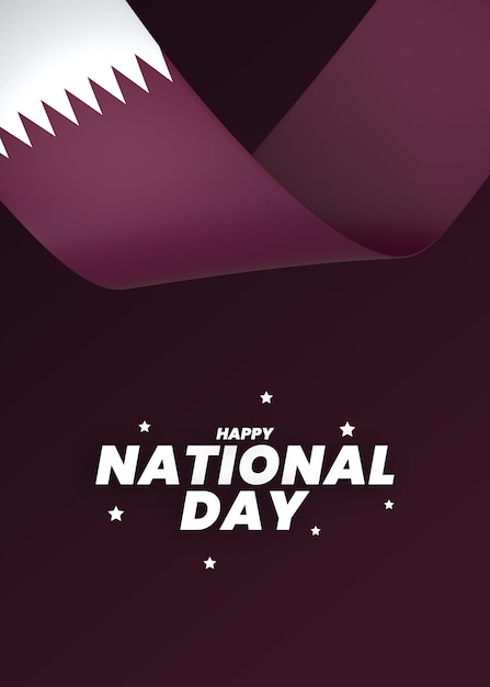 PSD qatar flag element design national independence day banner ribbon psd
