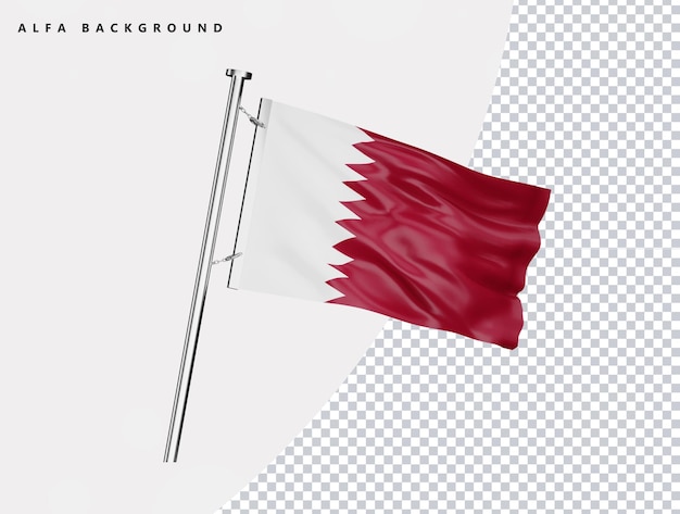 現実的な 3 d レンダリングでカタールの高品質の旗