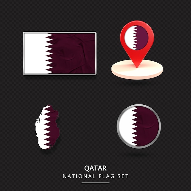 PSD design dell'elemento qatar national flagmaplocationbadge