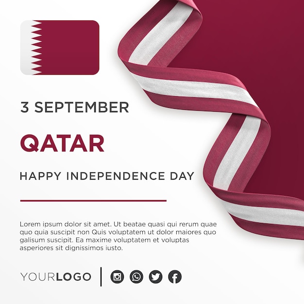 Qatar National Independence Day Celebration Banner National Anniversary Social Media Post Template