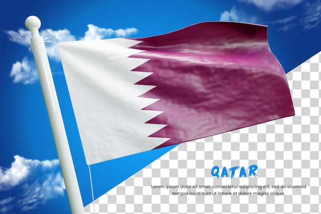 PSD qatar bandiera realistica 3d rendering isolato o 3d qatar bandiera sventolante illustrazione