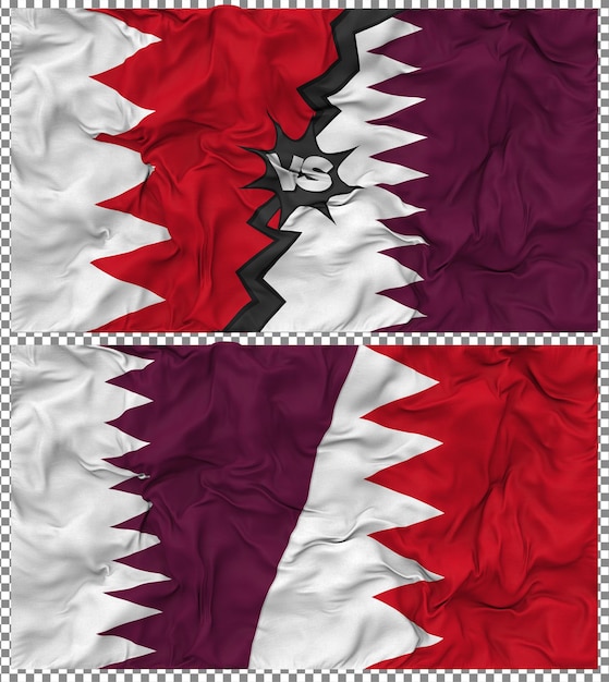 Qatar versus Bahrein Halve gecombineerde vlag Cloth Bump Texture 3D Rendering