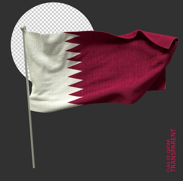 PSD qatar sventola bandiera su sfondo grigio , rendering 3d , bandiera 3d qatar