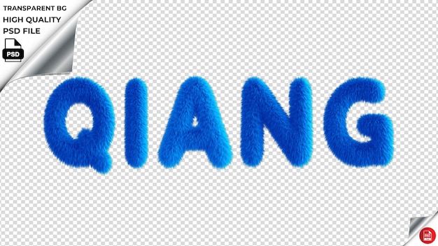 PSD qiang typography blue fluffy text psd przezroczyste