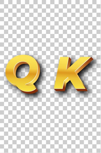 PSD qk gold logo icon isolated white background transparent