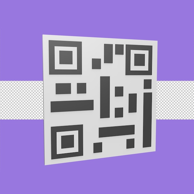 Qr code 3d icon model cartoon style concept render illustration