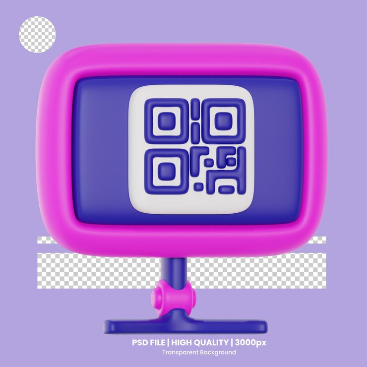 PSD qr code 3d icon