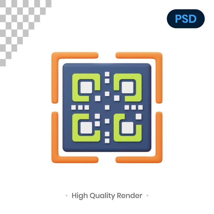 PSD qr code 3d render illustration premium psd