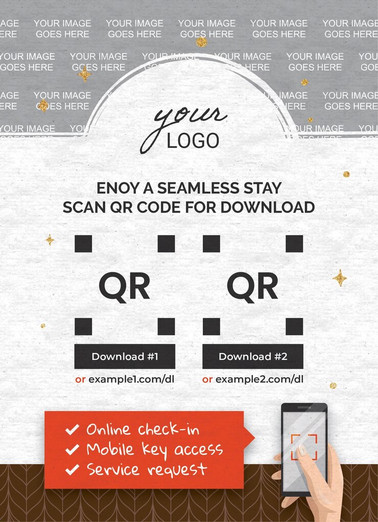 PSD qr code contact for restaurant flyer