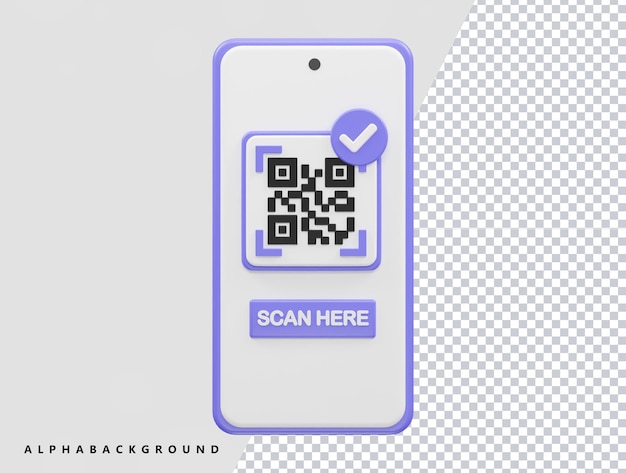 Icona del codice qr illustrazione vettoriale di rendering 3d