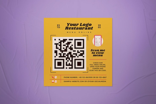 PSD qr code menu online post na instagramie