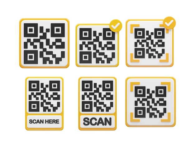 PSD qr code vector icon 3d rendering illustration transparent element