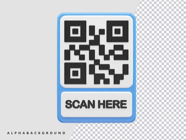 Qr code vector icon illustration 3d rendering transparent element