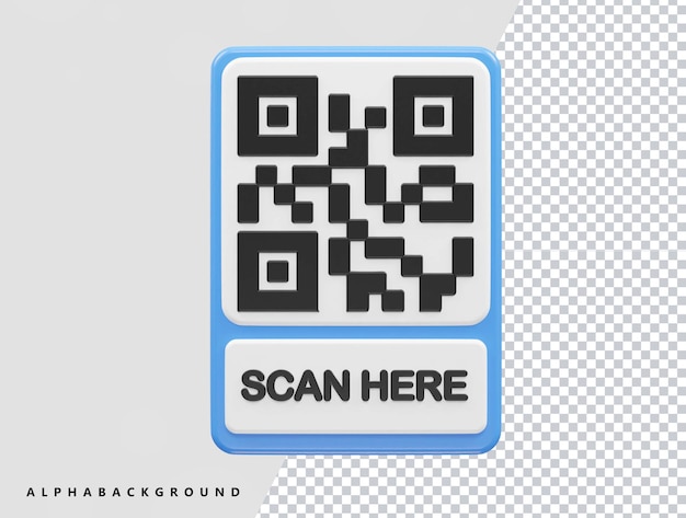 PSD Иллюстрация векторного значка qr-кода 3d-рендеринг прозрачного элемента