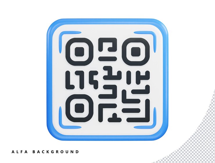 PSD qr code with 3d vector icon illustration