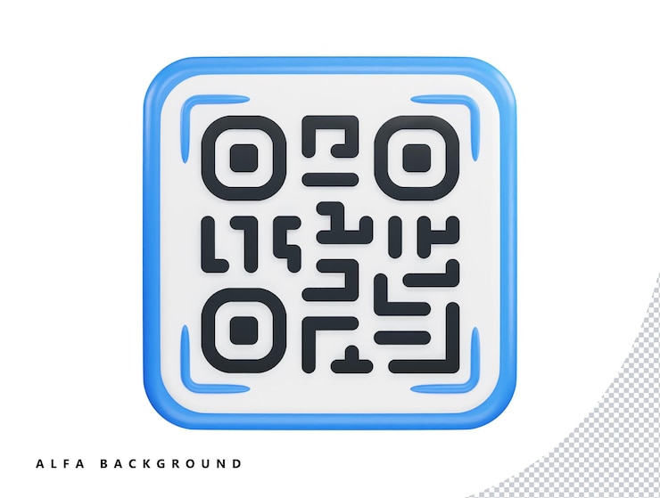 PSD qr code with 3d vector icon illustration