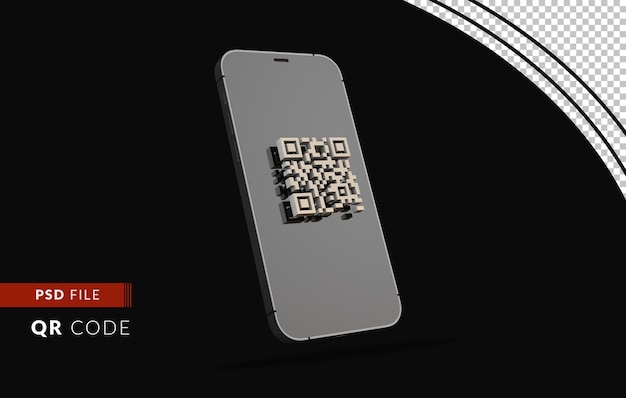 Codice qr con il concetto di traccia e traccia digitale dello smartphone. rendering 3d