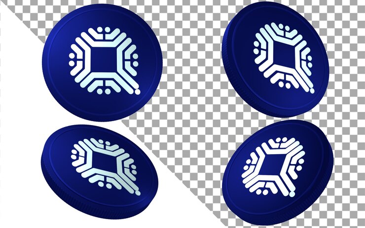 PSD qtum 3d render illustration coin token cryptocurrency logo icon
