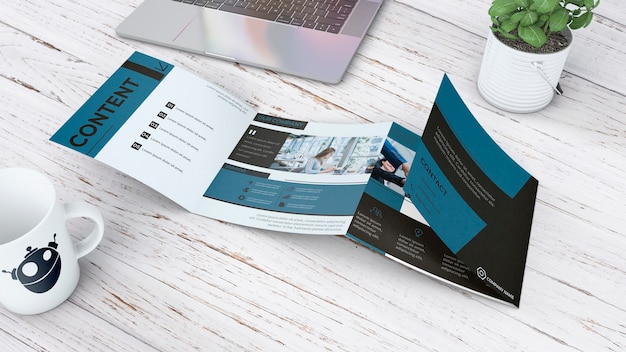 PSD quadrifold brochure mockup